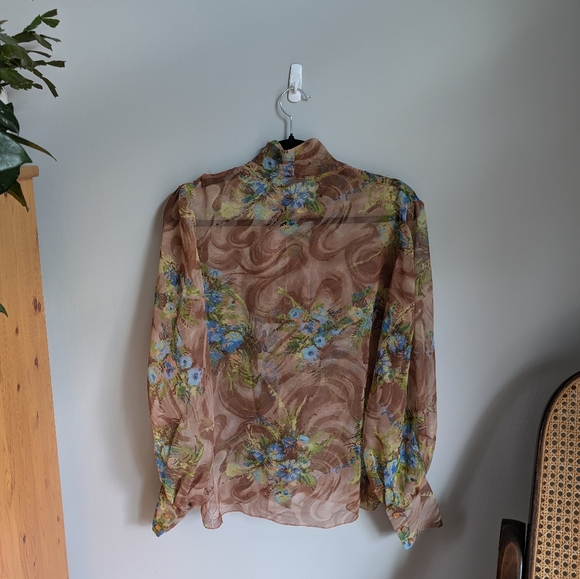 No tag, brown and blue blouse - Picture 2 of 4